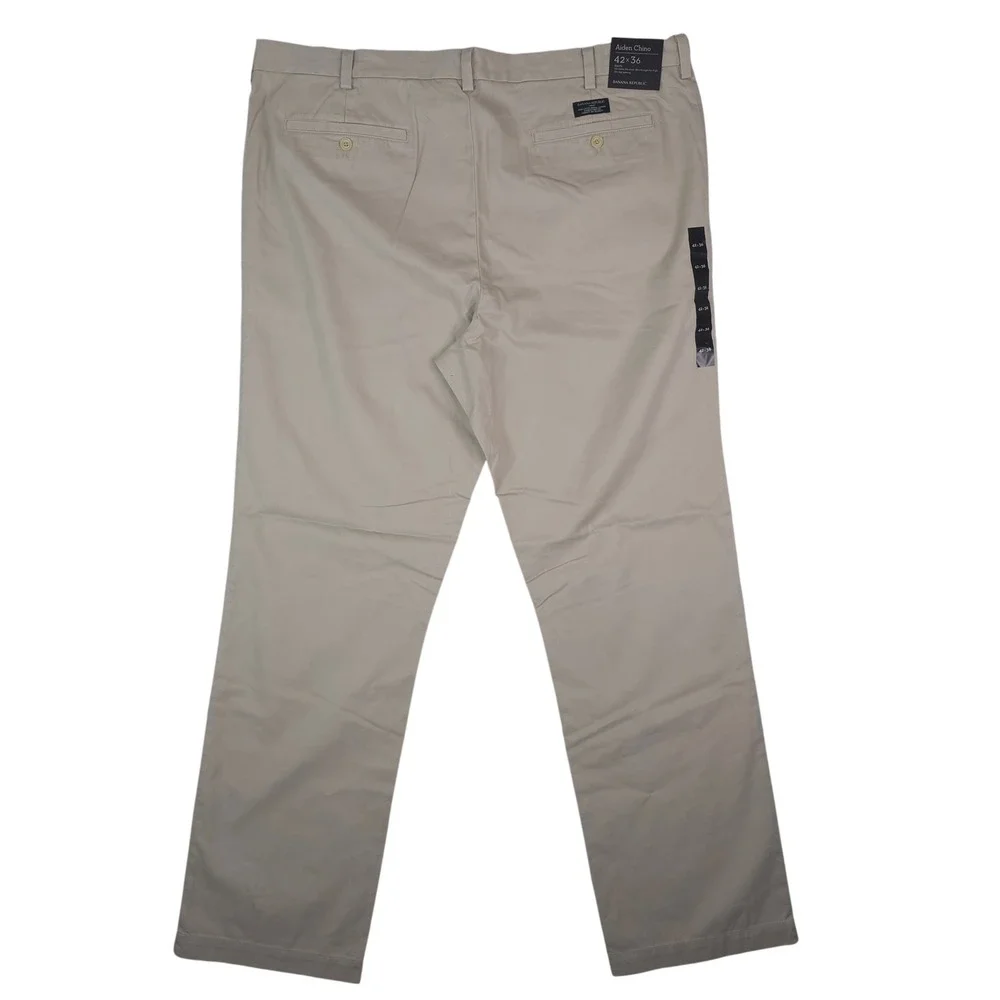 Banana Republic Aiden Chino‎ Pants Mens 42x36 Khaki Beige Slim Fit Cotton Casual